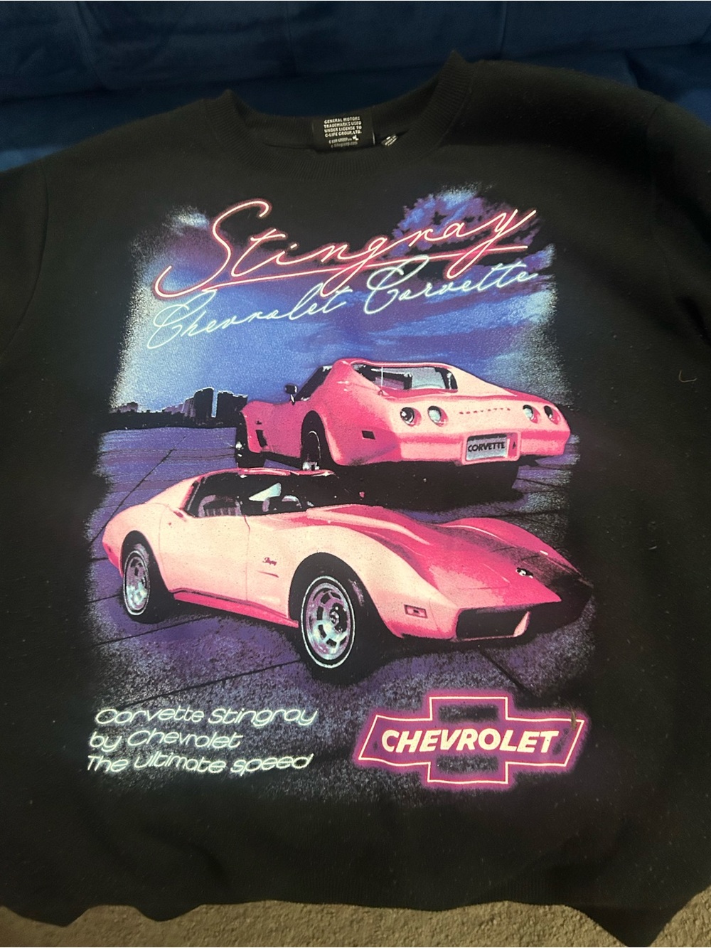 💓💓💓Chemistry Black Sweatshirt with Pink Corvette Graphic